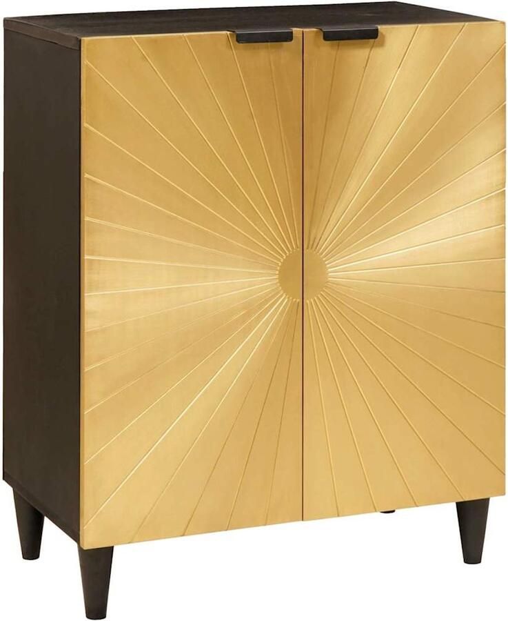 VidaXL Dressoir Zwart en Goud 60 x 33 x 75 cm massief mangohout