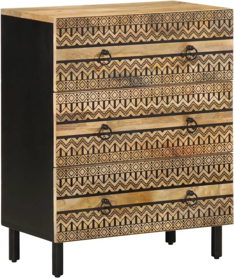 VidaXL Dressoir Zwart Mangohout & IJzer 60x33 5x75 cm Dressoir Dressoirs Kast Wandkast