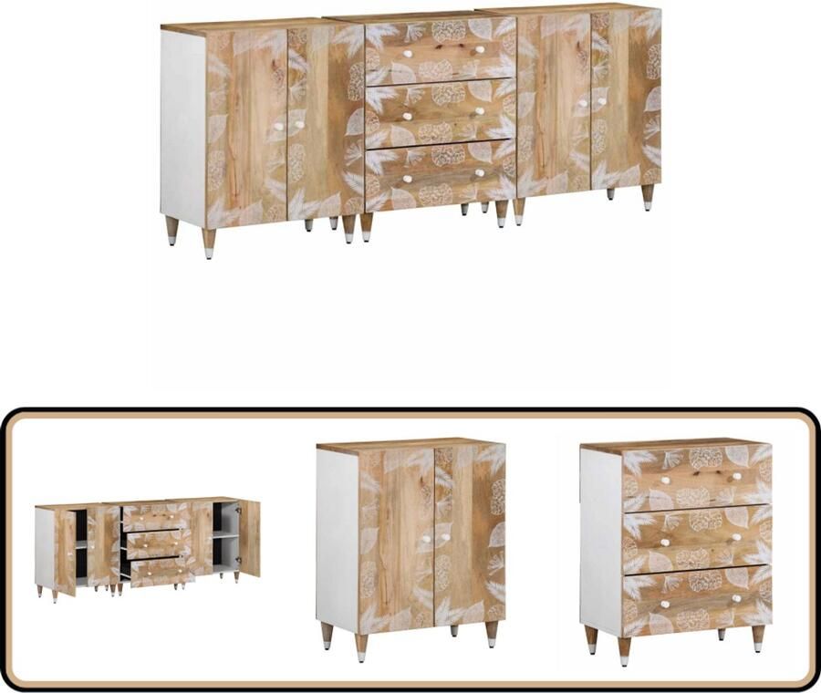 VidaXL Dressoirenset Mangohout Stijlvol & Duurzaam Dressoir Dressoirs Kast Wandkast