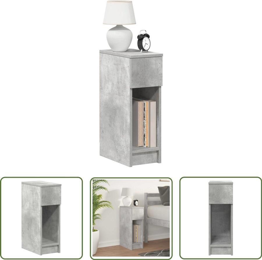 VidaXL Nachtkastje met lade 20x36x60 cm betongrijs Nachtkastje Dressoirkast Houten Kast Bergruimte Slaapkamervloer
