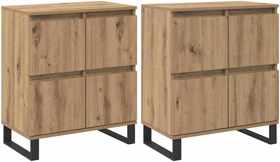 VidaXL Dressoirs 2 pcs artisanaal eikenkleurig 120 x 35 x 70 cm
