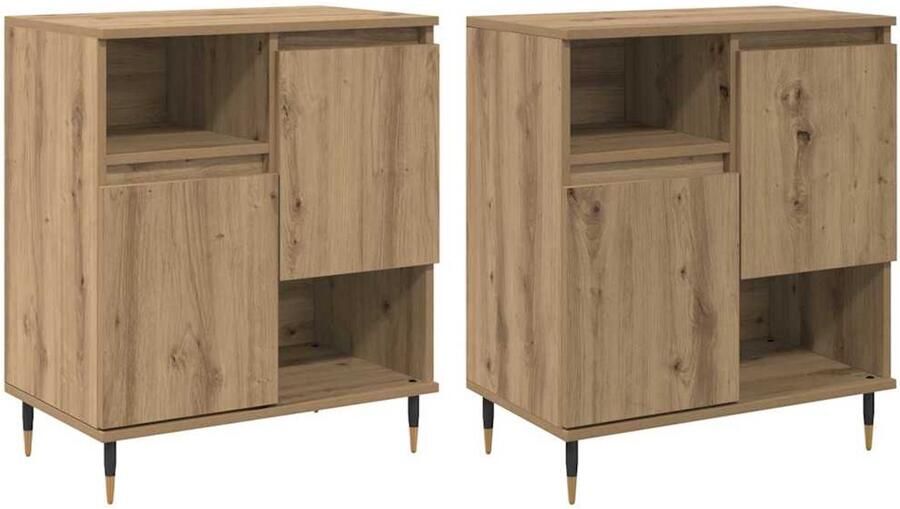 VidaXL Dressoirs 2 pcs artisanaal eikenkleurig 120 x 35 x 70 cm