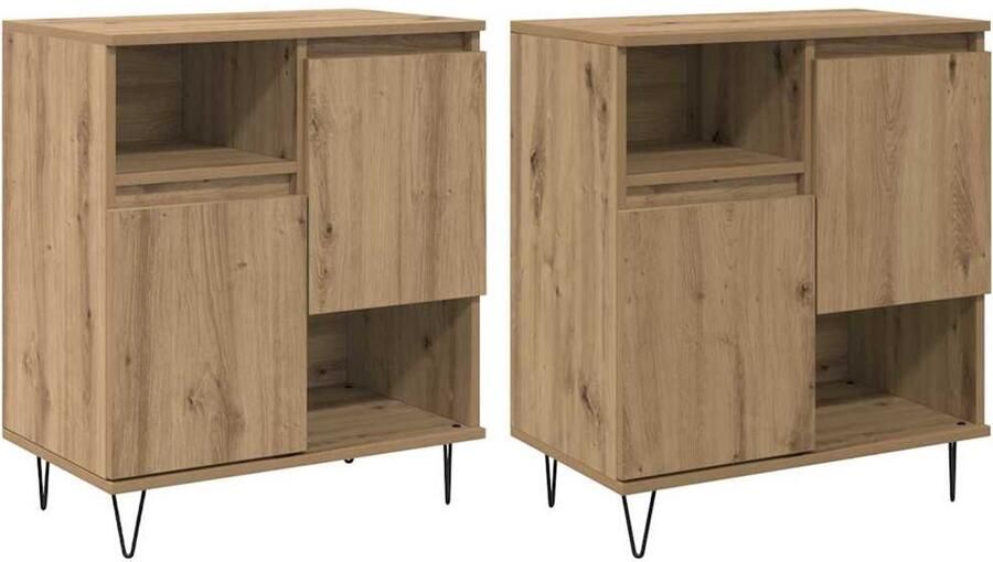 VidaXL Dressoirs 2 pcs artisanaal eikenkleurig 120 x 35 x 70 cm