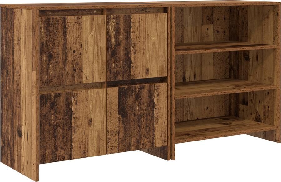 VidaXL Dressoir met plank 2 pcs Oud hout 70 x 41 x 75 cm Bewerkt hout