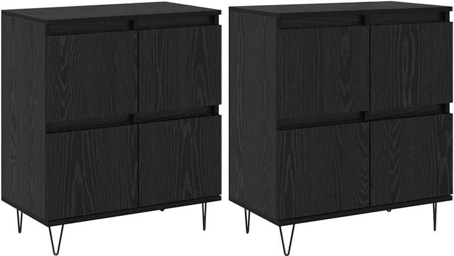 VidaXL Dressoirs 2 pcs Zwart eiken 120 x 35 x 70 cm Bewerkt hout