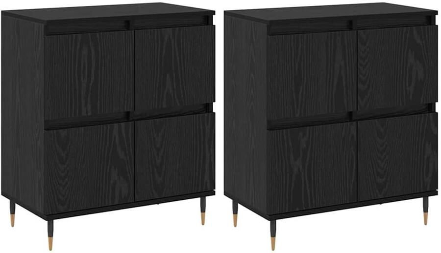 VidaXL Dressoirs 2 pcs Zwart eiken 120 x 35 x 70 cm Bewerkt hout