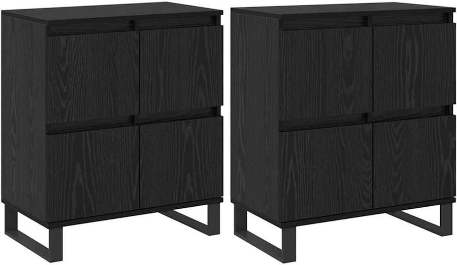 VidaXL Dressoirs 2 pcs Zwart eiken 120 x 35 x 70 cm Bewerkt hout