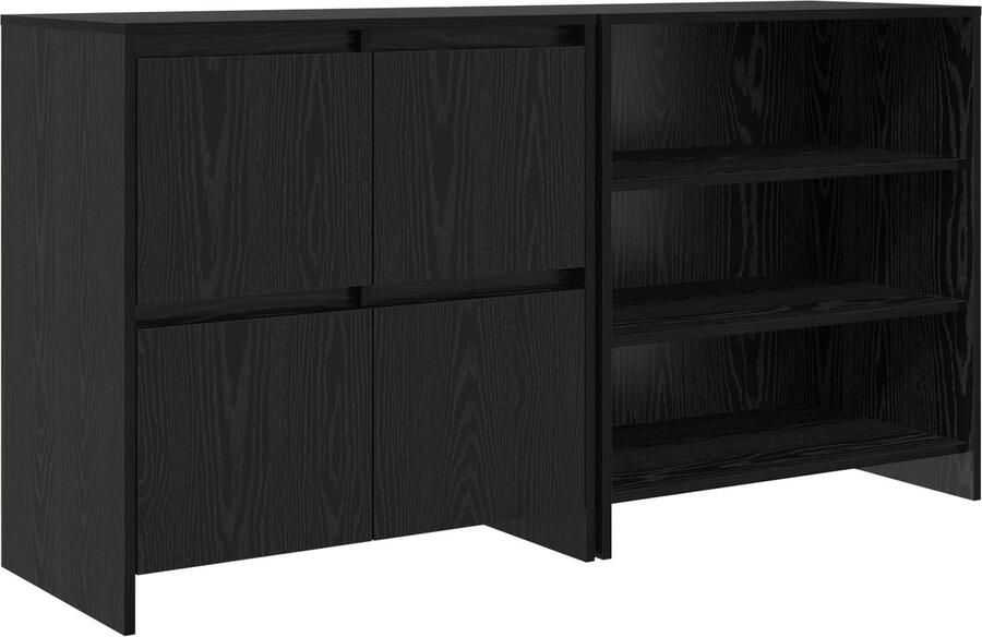 VidaXL Dressoirs 2 pcs Zwart eiken 70 x 41 x 75 cm Bewerkt hout