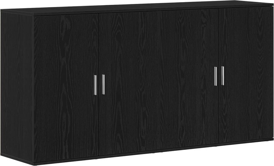 VidaXL Dressoirs 2 pcs Zwart eiken 79 x 38 x 80 cm Bewerkt hout