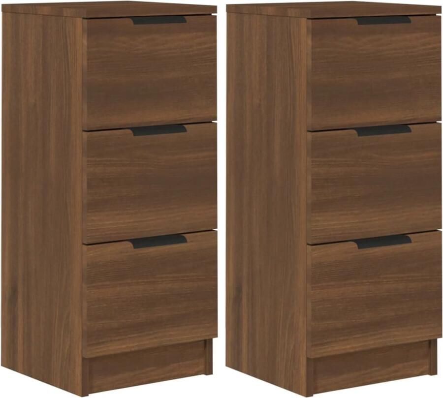VidaXL Dressoirs 2 stuks Hout Bruin Eiken 70 cm Dressoir Bijzetkast Houten Kast Bruine Eiken Opbergkast