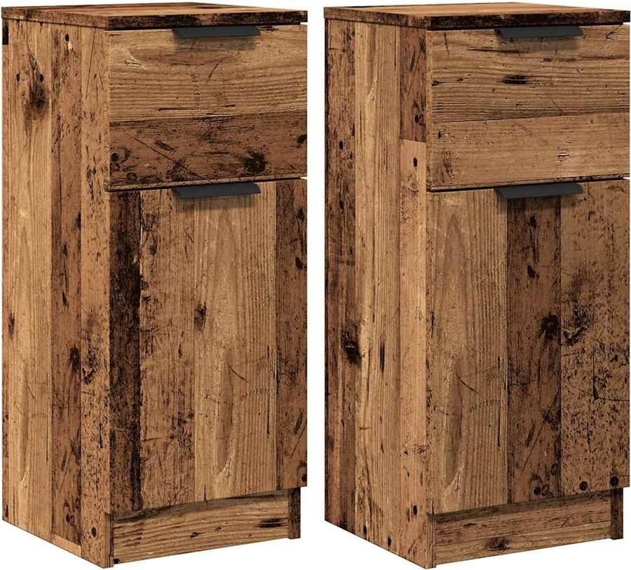 VidaXL Dressoirs Set van 2 30x30x70 cm Houtkleur Dressoir Houten Dressoir Vintage Dressoir Opbergkast Salontafel