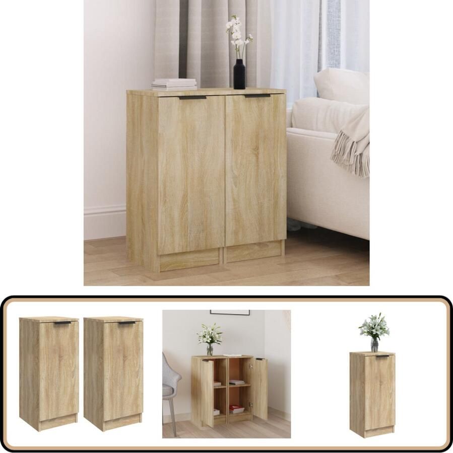 VidaXL Dressoirs 2 st 30x30x70 cm Sonoma eiken Dressoir Meubel Salontafel Houten Meubel Sonoma Eiken
