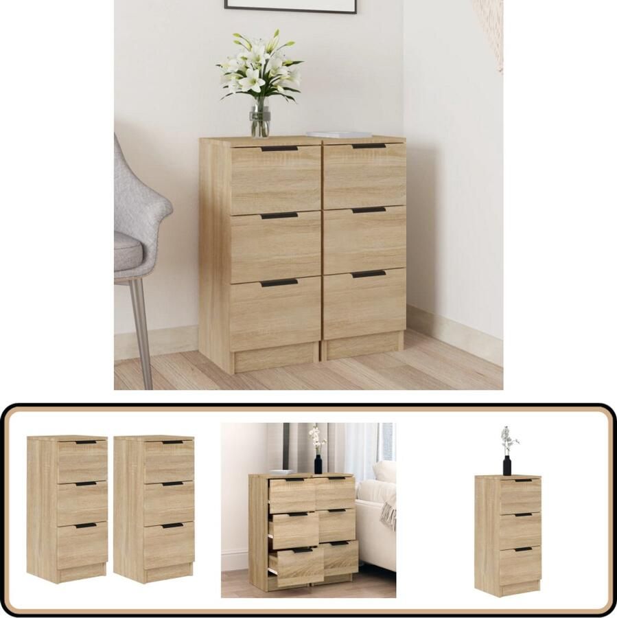 VidaXL Dressoirs Sonoma Eiken 2 st 30x30x70 cm Dressoir Salontafel Houten Meubel Badkamermeubilair Opbergkast