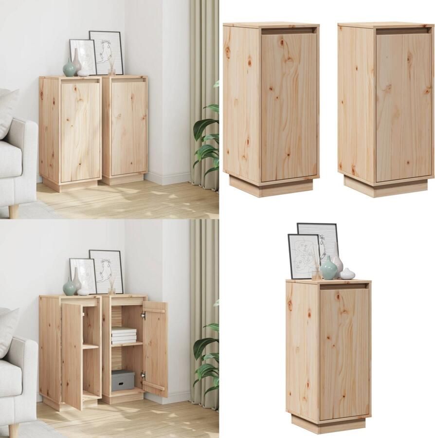 VidaXL Dressoirs 2 st 31 5x34x75 cm massief grenenhout Dressoir Dressoirs Buffetkast Opbergkast