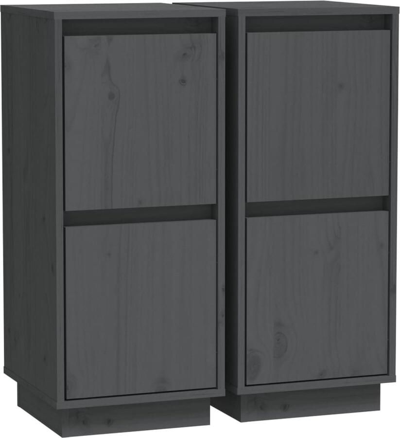 VidaXL Dressoirs 2 st massief grenenhout grijs Dressoir Kast Opbergkast Greige Houtmeubilair
