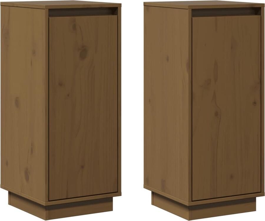 VidaXL Dressoirs 2 stuks Massief Grenenhout Honingbruin Bijzetkast Dressoir Hout Grenenhout Honingbruin