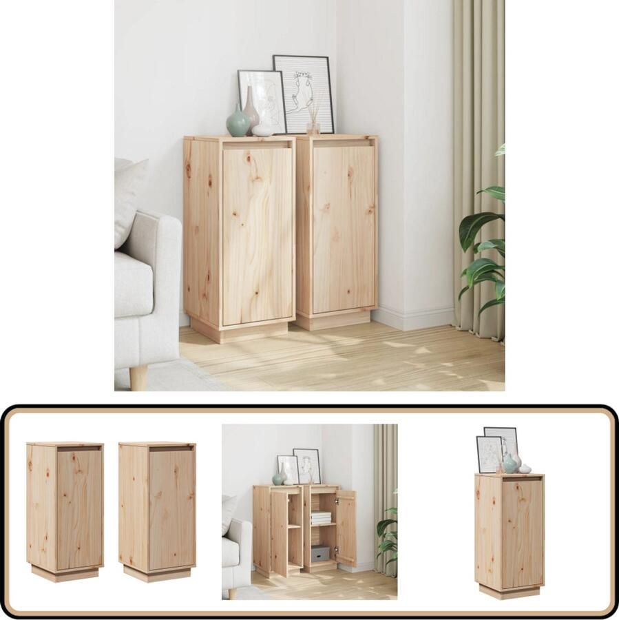 VidaXL Dressoirs Set van 2 Massief Grenenhout Bijzettafel Dressoir Grenoblehouten Meubel Vintage Kast Opbergmeubels