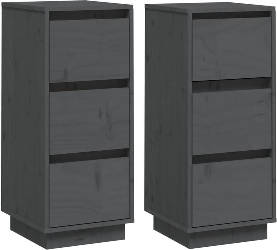 VidaXL Dressoirs Set 2 Stuks Massief Grenenhout Bijzettafel Dressoir Massief Hout Grensenvloer Vintage Stijl