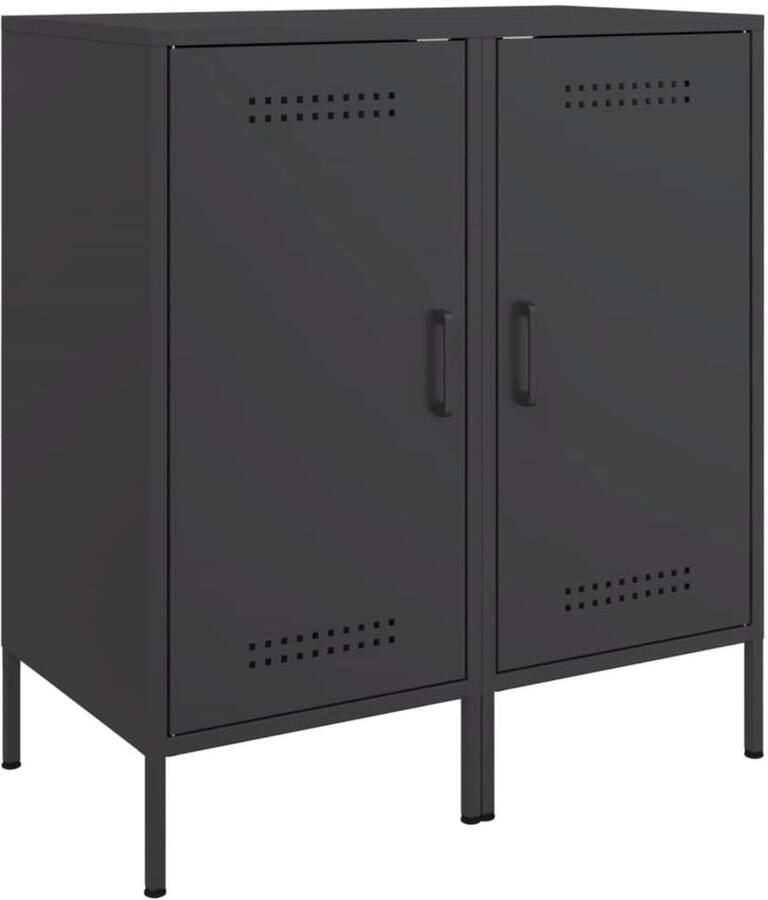 VidaXL Dressoirs 2 stuks Staal Zwart 79 cm hoog Industriele Dressoir Industrieel Meubel Staaldresser Opbergkast Salontafel