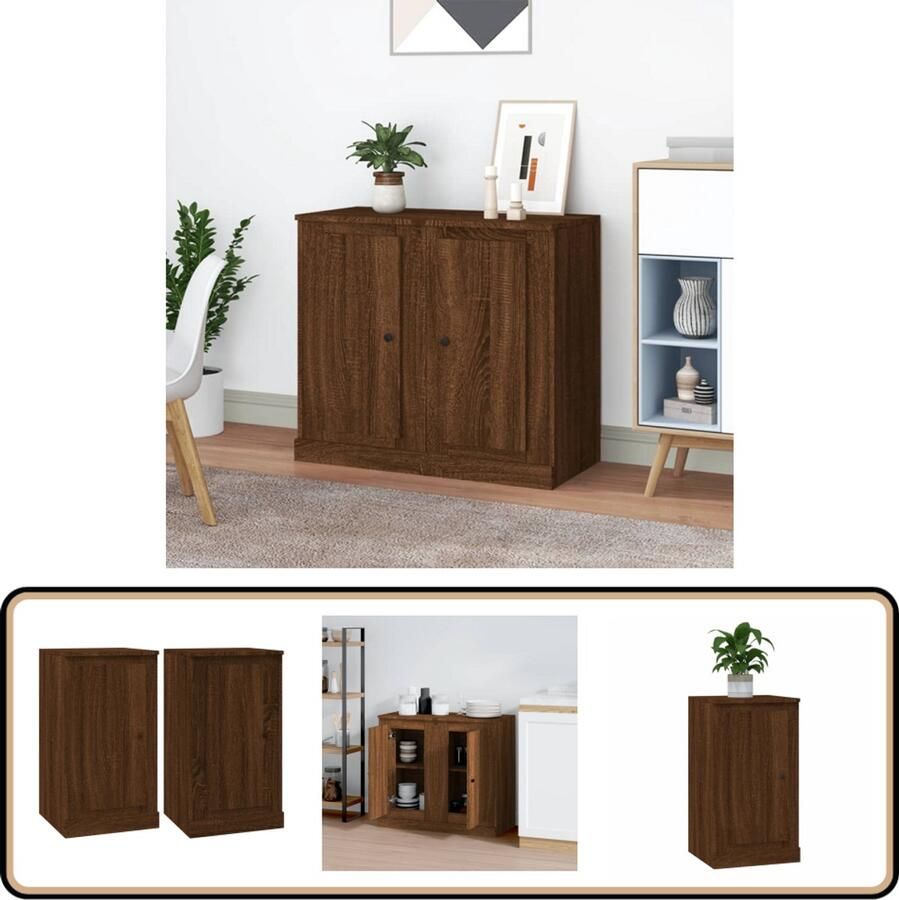 VidaXL Dressoirs 2 st Bruin Eikenhout Design Dressoir Meubel Houten Dressoir Bruine Eiken Vintage Dressoir