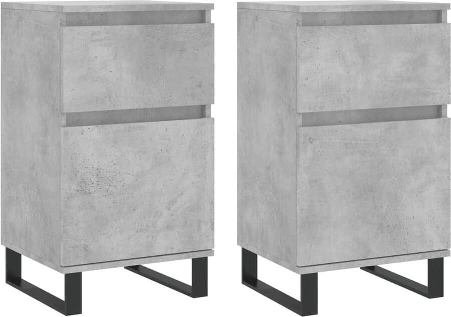 VidaXL Dressoirs Set van 2 40x35x70 cm Betongrijs Dressoir Betongrijs Houten Dressoir Modern Dressoir Opbergmeubel - Foto 2