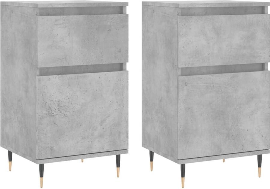 VidaXL Dressoirs Set van 2 40x35x70 cm Betongrijs Dressoir Betongrijs Houten Dressoir Modern Dressoir Opbergmeubel - Foto 3