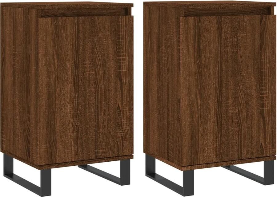 VidaXL -Dressoirs-2-st-40x35x70-cm-bewerkt-hout-bruineikenkleurig - Foto 4
