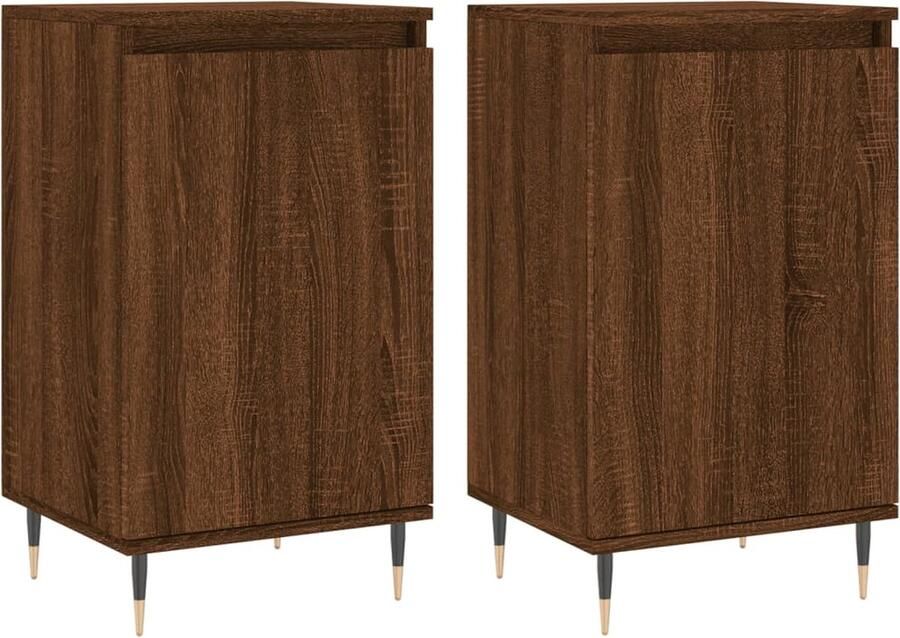 VidaXL Dressoirs 2 stuks Bruin Eikenkleur 40x35x70 cm Dressoir Houten Dressoir Bruine Eiken Dressoir Opbergmeubel Salontafel - Foto 2