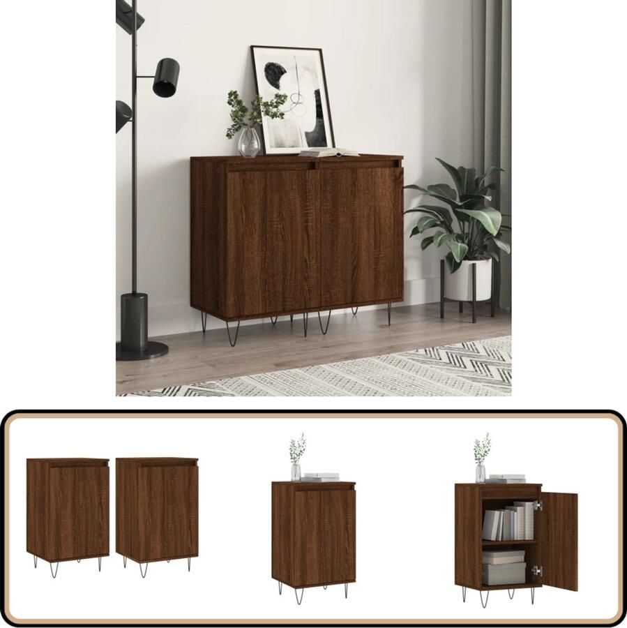 VidaXL Dressoirs 2 st Bruin Eikenhout 40x35x70 cm Dressoir Meubel Houten Dressoir Vintage Dressoir Landelijk Dressoir