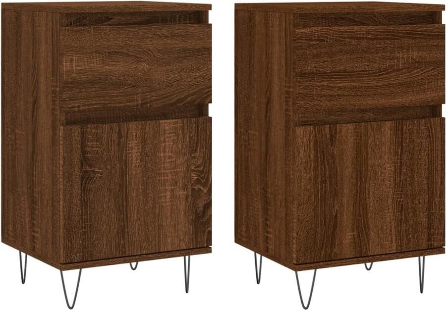 VidaXL Dressoirs Set van 2 Bruin Eiken 40x35x70 cm Dressoir Houten Dressoir Vintage Dressoir Salontafel Tv Tafel - Foto 2