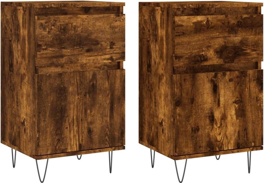 VidaXL Dressoirs 2 stuks Gerookt Eiken 40x35x70 cm Dressoir Opbergkast Kast Houten Dressoir Bruine Dressoir