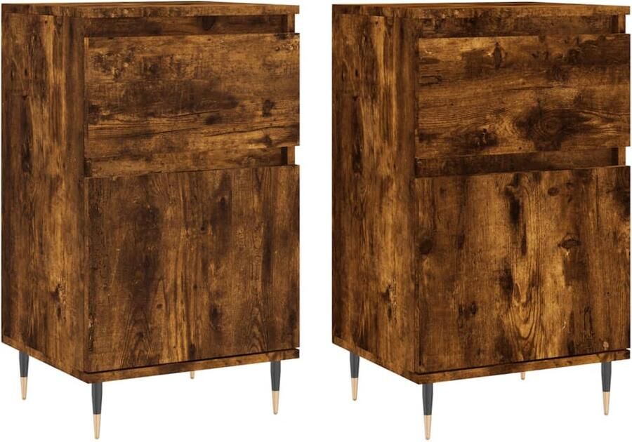 VidaXL Dressoirs 2 st Gerookt Eiken Design Dressoir Kast Opbergkast Houten Dressoir Vintage Dressoir