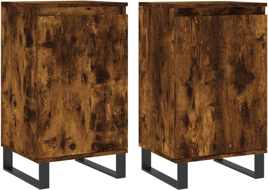 VidaXL Dressoirs 2 st Gerookt Eiken 40x35x70 cm Dressoir Meubel Houten Dressoir Vintage Dressoir Landelijk Dressoir