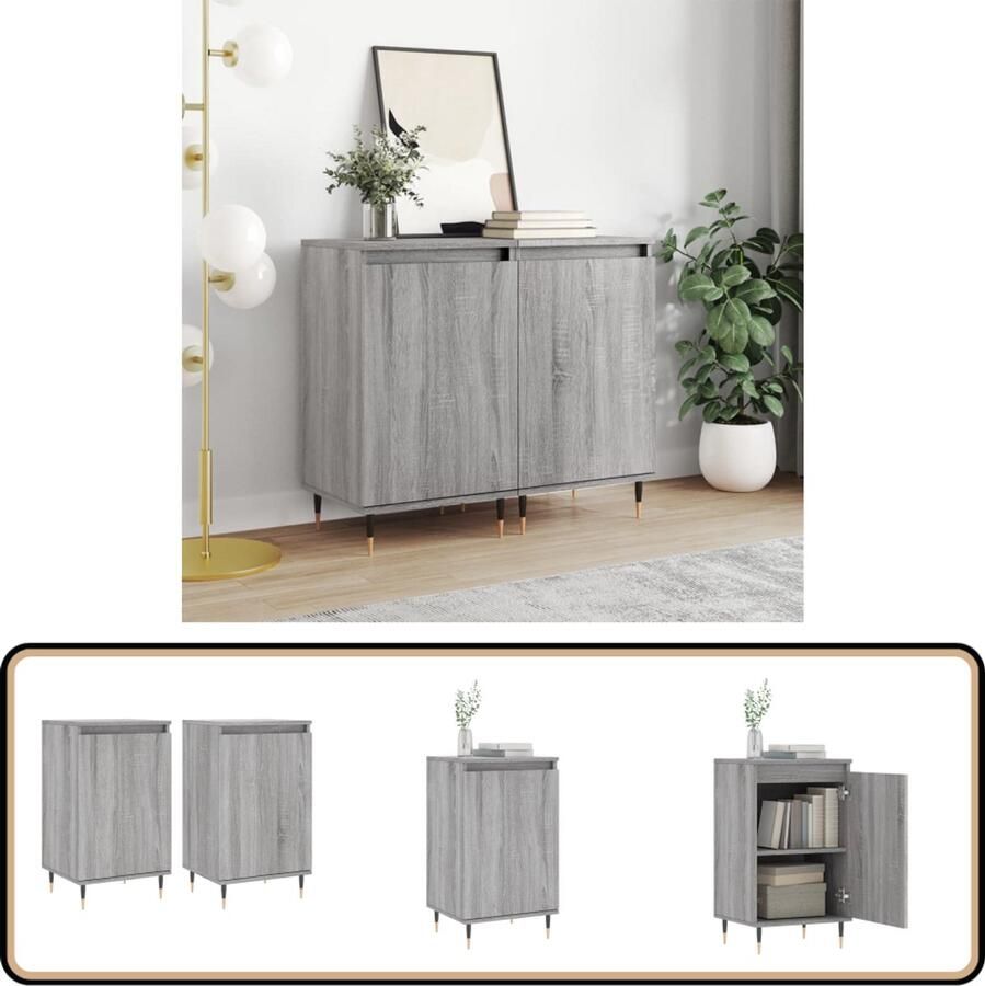VidaXL Dressoirs 2 stuks 40x35x70 cm Grijs eiken Dressoir Grijze Dressoirs Houten Dressoir Salontafel Tv Tafel