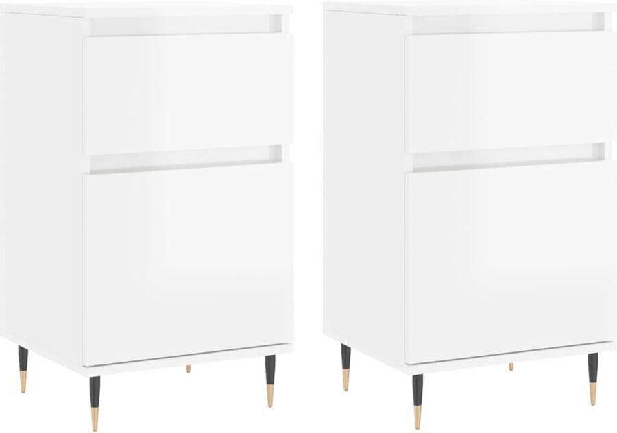 VidaXL Dressoirs Hoogglans Wit Set van 2 Dressoir Buffetkast Opbergkast Houten Kast Hoogglans Wit