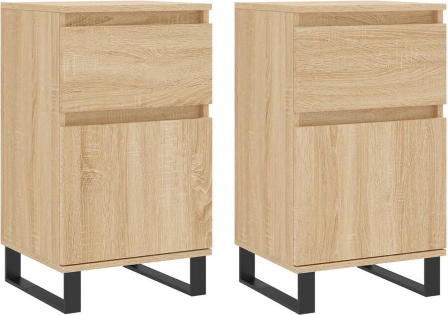 VidaXL Dressoirs 2 stuks 40x35x70 cm Sonoma eiken Dressoir Salontafel Houten Kast Opbergkast Woonkamerdecoratie