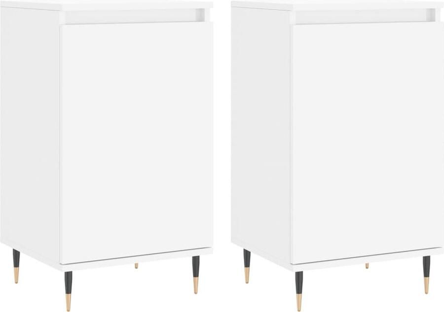 VidaXL Dressoirs 2 Stuks Bewerkt Hout Wit Dressoir Meubel Houten Dressoir Wit Dressoir Vintage Dressoir - Foto 2