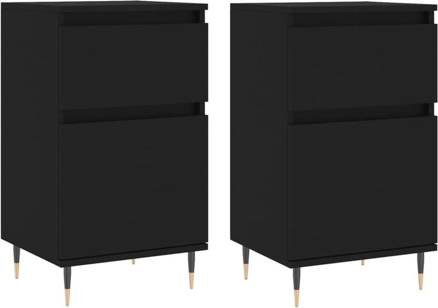 VidaXL Dressoirs Zwart 2 stuks 40x35x70 cm Dressoir Kast Opbergkast Houten Dressoir Zwart Dressoir