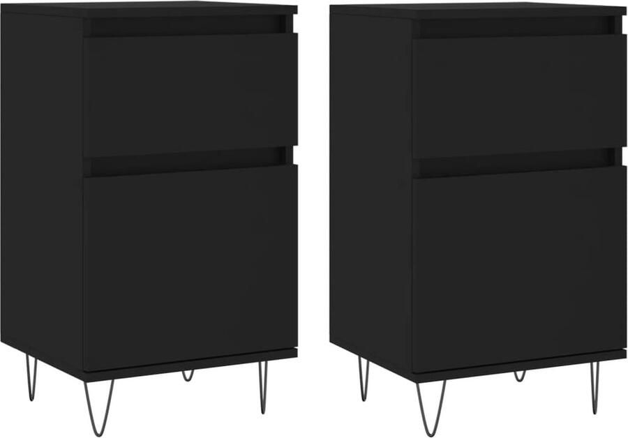 VidaXL Dressoirs 2 stuks 40x35x70 cm Zwart Dressoir Bijzettafel Kast Houten Dressoir Zwarte Dressoir