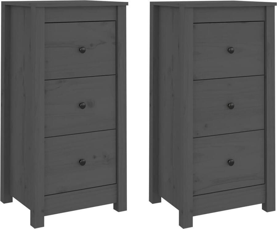 VidaXL Dressoirs 2 stuks Massief Grenenhout Grijs Dressoir Meubel Kast Grenoble Hout Vintage - Foto 2