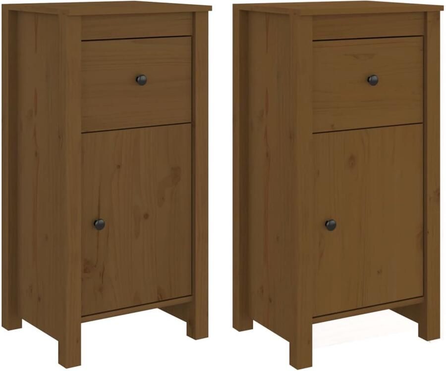VidaXL Dressoirs 2 stuks Grenenhout Honingbruin Dressoir Honig Bruin Massief Hout Grenenhout Opbergruimte