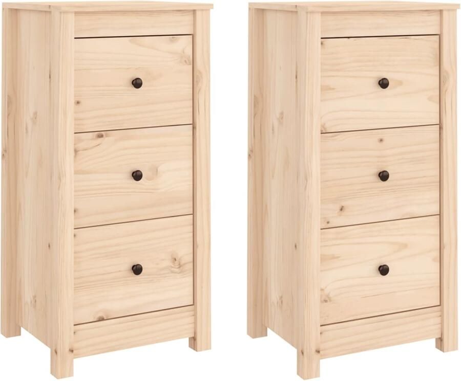 VidaXL Dressoirs Set van 2 Grenenhout 40x35x80 cm Dressoir Massief Hout Grenenhout Opbergkast Woonaccessoires