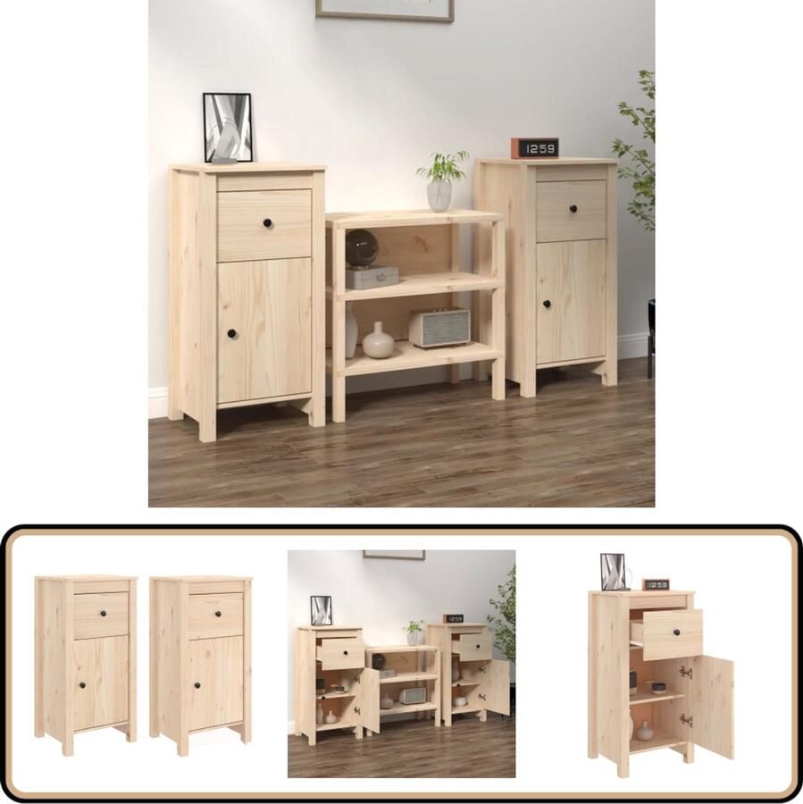 VidaXL Dressoirs Set van 2 Massief Grenenhout Dressoir Massief Hout Grenenhouten Dressoir Opbergmeubels Woonaccessoires