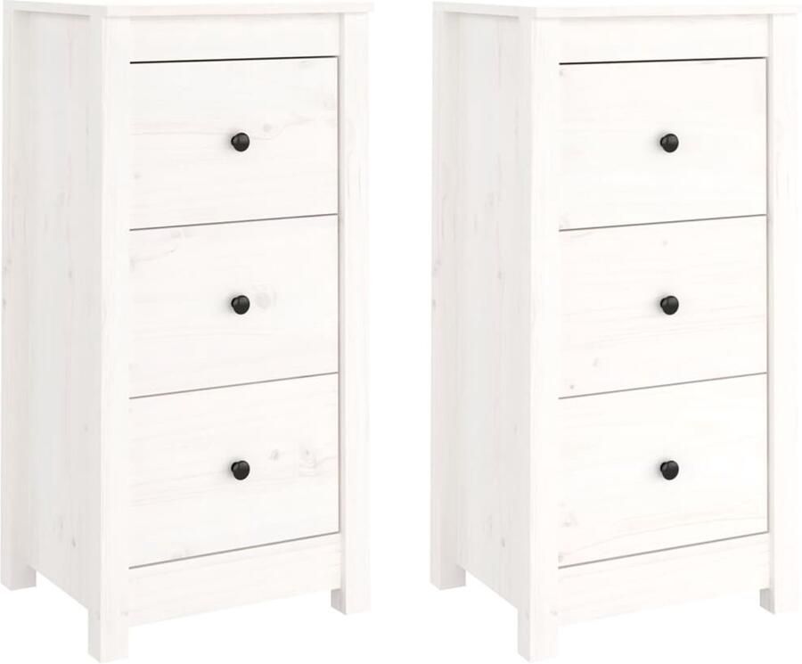 VidaXL Dressoirs 2 stuks Grenenhout Wit Dressoir Kast Bijzetkast Houten Meubel Grenenhouten Dressoir