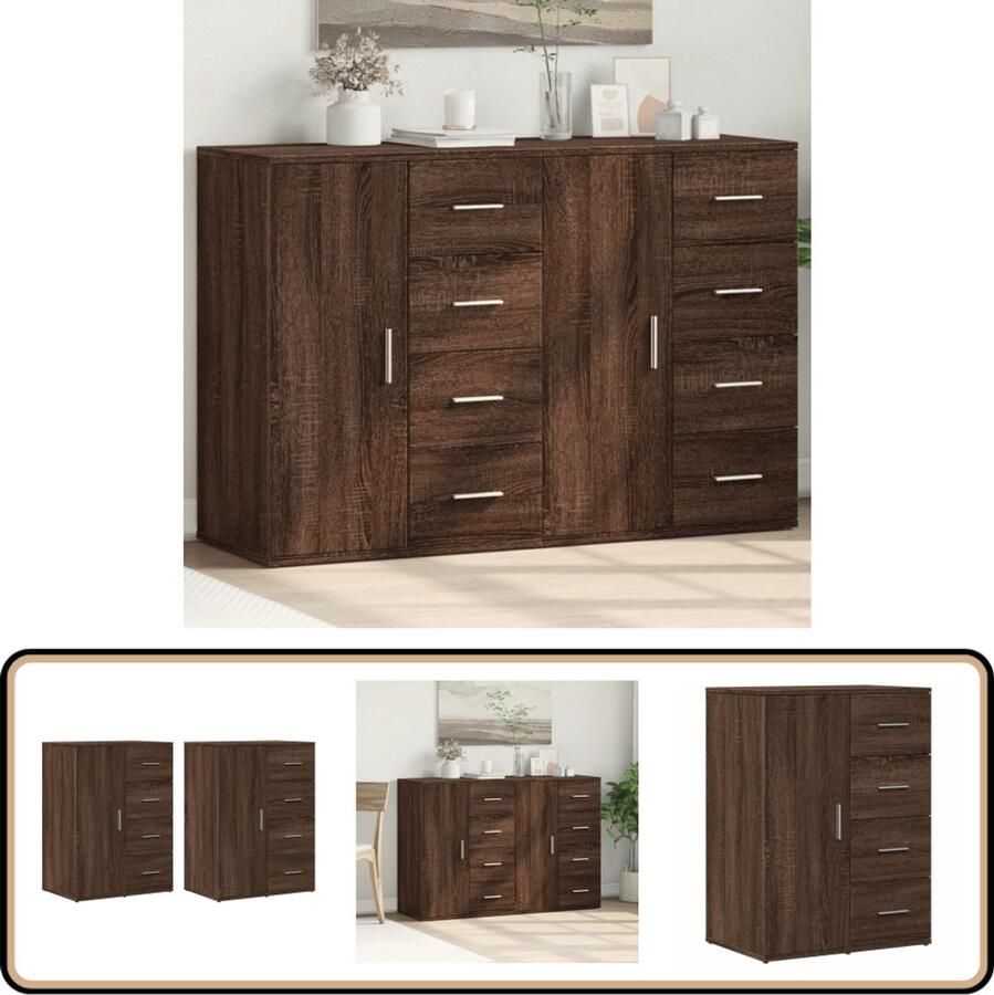 VidaXL Dressoirs 2 st Bruin Eiken 59x39x80 cm Dressoir Houten Dressoir Opbergkast Woonkamermeubilair Bruine Eiken Kleur