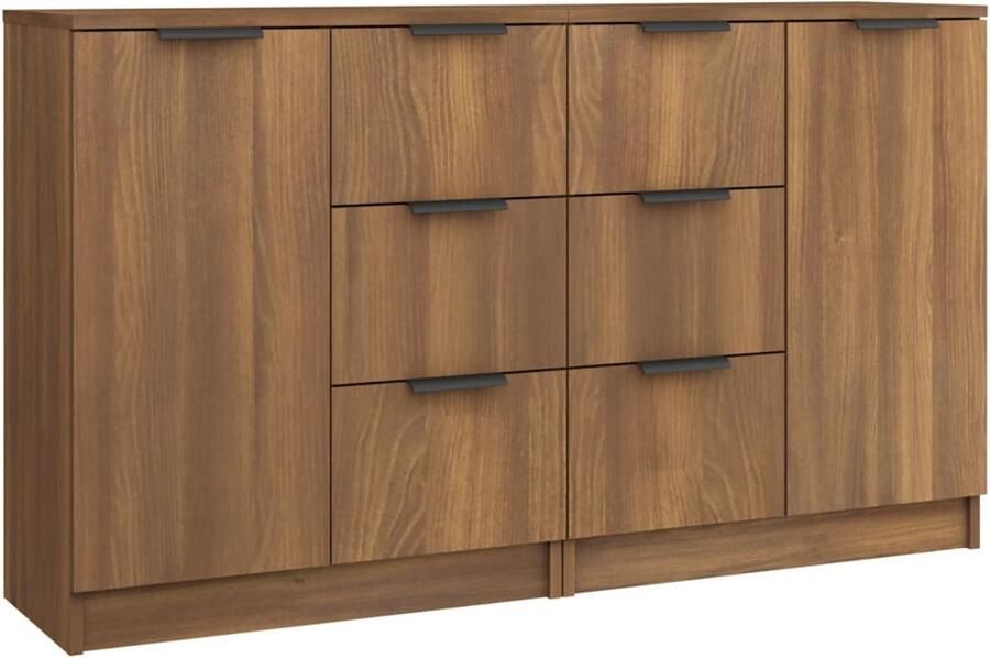 VidaXL Dressoirs 2 stuks 60x30x70 cm Bruin Eik Dressoir Bruineik Houten Dressoir Opbergkast Salontafel