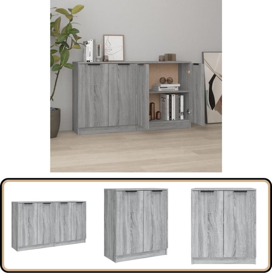 VidaXL Dressoirs Grijs Sonoma Eiken Set van 2 Dressoir Grijze Dressoir Houten Dressoir Salontafel Tv Tafel