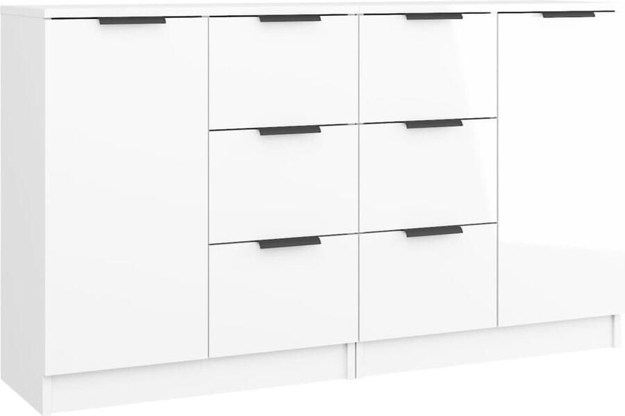 VidaXL Dressoirs 2 st Hoogglans Wit 60x30x70 cm Dressoir Minimalistisch Meubel Houten Dressoir Wit Dressoir Opbergkast - Foto 2