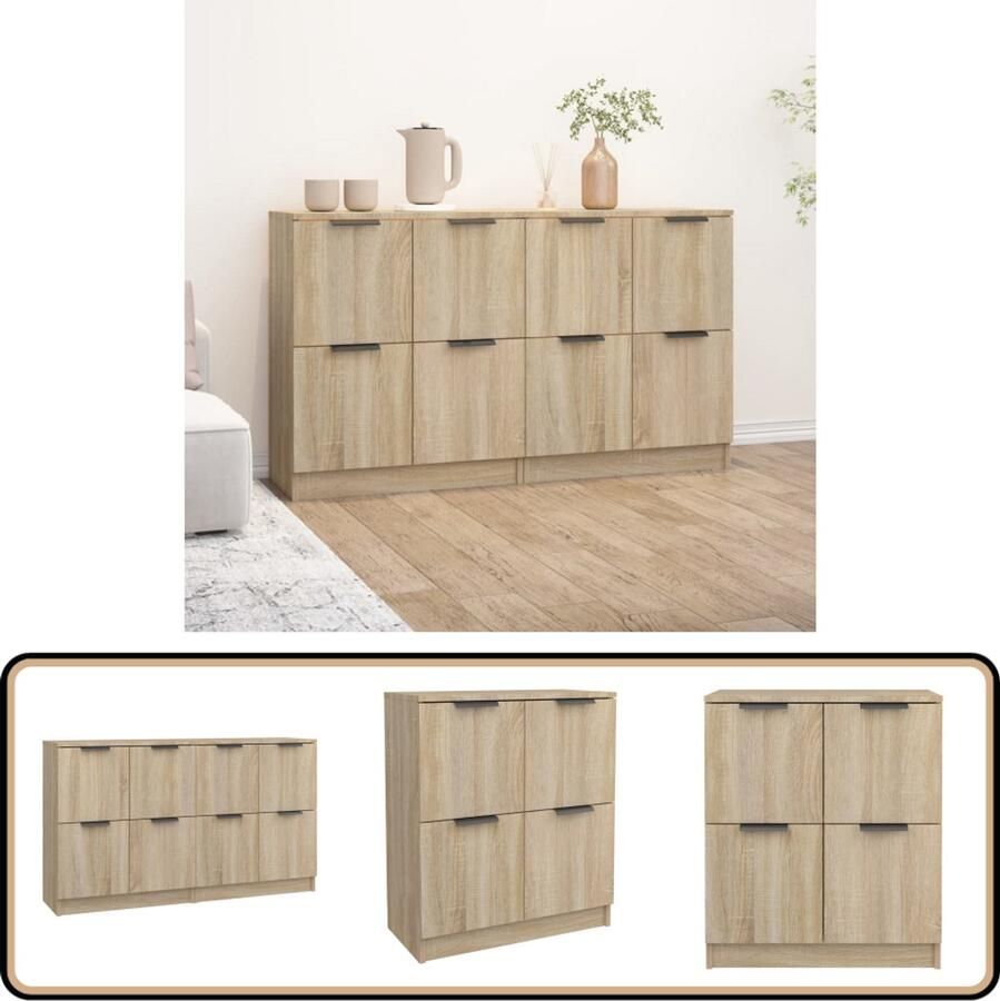 VidaXL Dressoirs 2 st Sonoma Eiken 60x30x70 cm Dressoir Houten Dressoir Salontafel Tv Tafel Woonaccessoires