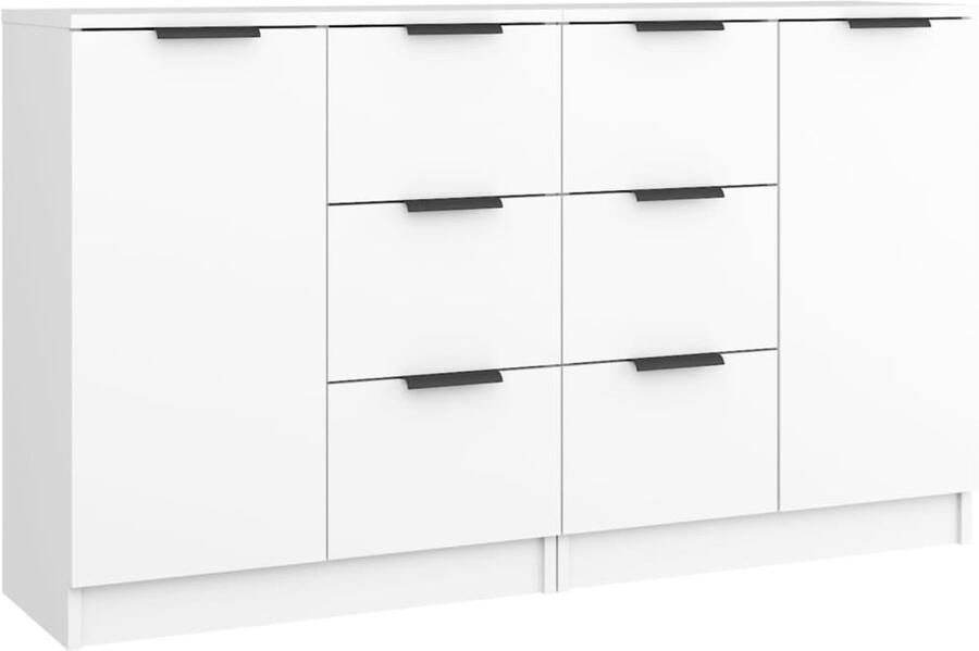 VidaXL Dressoirs 2 stuks 60x30x70 cm Wit Dressoir Meubel Houten Dressoir Witte Dressoir Opbergmeubel